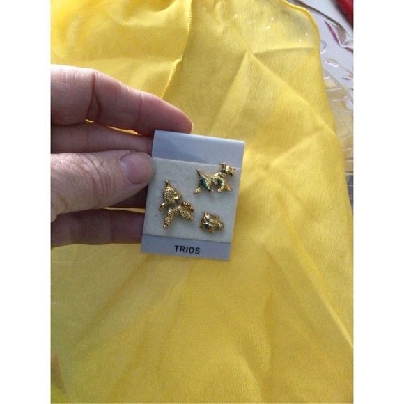 Vintage Lapel Pins Trio Set Scottie Dog, Lady Bug, Lamb Gold - Picture 9 of 12